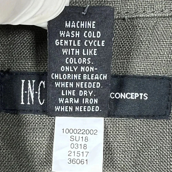 INC International Concepts Womens L Green Linen Embroidered Jacket Peplum Hem - Picture 15 of 16